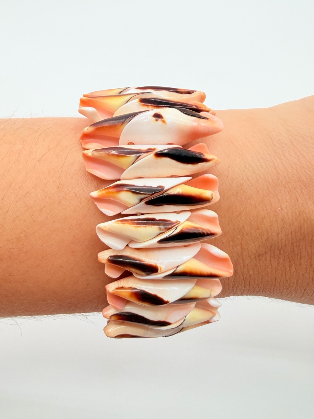 Pink Shell Stretch Bracelet Tropical Statement Chunky Shell Jewelry